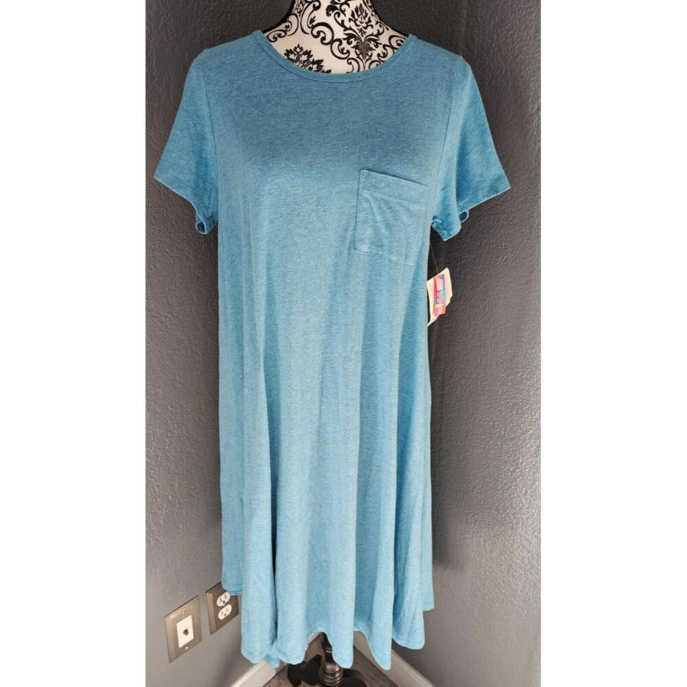 BNWT Women's New LuLaRoe High Low Dress Short Sleeves Size Small Turquoise